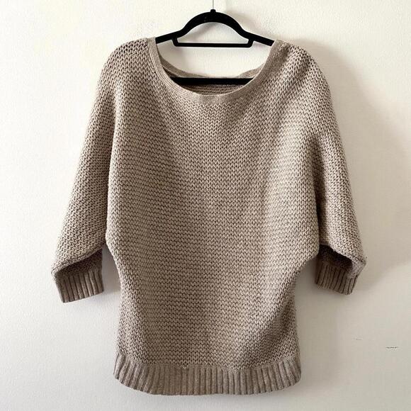 ALICE + OLIVIA beige tan lambswool cashmere knit sweater - Picture 2 of 7